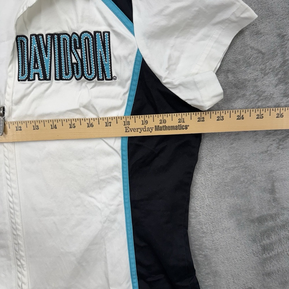 Vintage Harley Davidson Zip Up Bowling Racing White/Aqua/Black Y2K Size XL - Picture 5 of 11